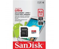 Карта памяти SanDisk Ultra microSDXC 64GB Class 10 UHS-I 48Mb/s+ SD adapter