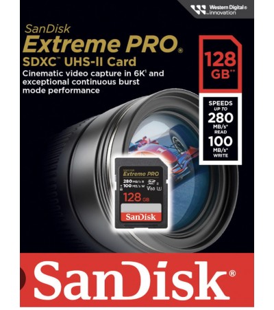 Карта памяти SanDisk Extreme Pro SDXC 128GB UHS-II V60 U3 280/100 MB/s 