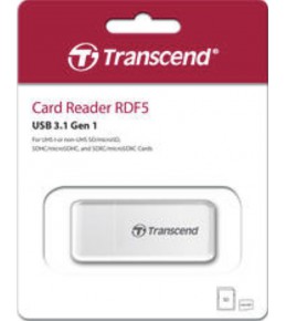 Картридер Transcend RDF5, SD/microSD, USB 3.1, белый TS-RDF5W