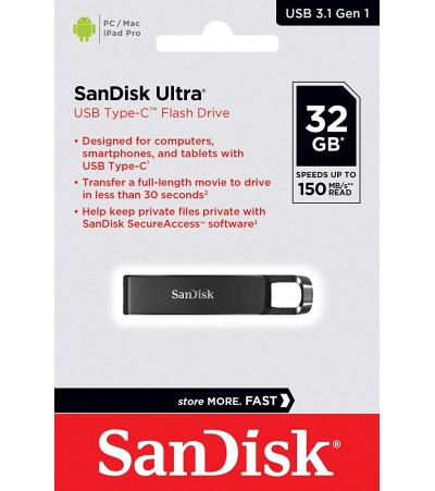 Флешка Sandisk Ultra 32Gb CZ460 USB Type C 3.0 150 МБ/с