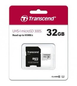 Карта памяти Transcend MicroSDHC 32GB Class10 UHS-I U3 300S с адаптером
