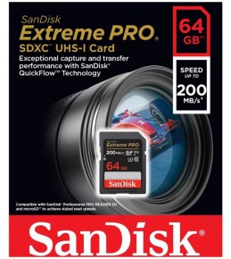 Карта памяти SanDisk Extreme Pro SDXC 64GB UHS-I Class 3 V30 200MB/s 