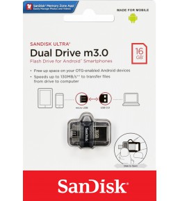 Флешка Sandisk Ultra Dual Drive USB3.0 16Gb 130 МБ/с