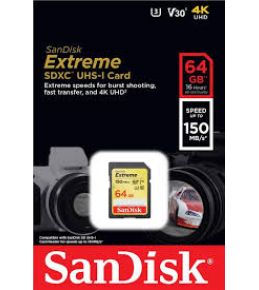 Карта памяти SanDisk SDXC 64GB Extreme V30 U3 UHS-I 170MB/s