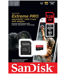 Карта памяти microSDXC  Extreme Pro 128GB SanDisk Class 10 UHS-I A2 C10 V30 U3 200MB/s