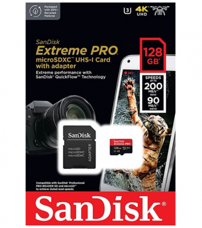 Карта памяти microSDXC  Extreme Pro 128GB SanDisk Class 10 UHS-I A2 C10 V30 U3 200MB/s
