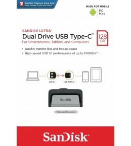 Флеш накопитель Sandisk 128Gb Ultra Dual USB 3.1 gen 1/ USB Type-C 3.1 Gen 1 (150/50 Mb/s)