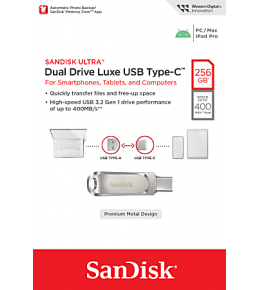 Флеш накопитель SanDisk Ultra Dual Drive Luxe USB 3.2 Gen1 Type-C/USB-A 256GB