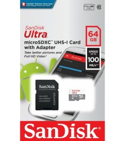Карта памяти SanDisk Ultra microSDXC 64GB Class 10 UHS-I 100Mb/s+ SD adapter