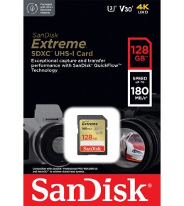 Карта памяти Sandisk Extreme SDXC Class 10 UHS-I V30 U3 180MB/s 128GB