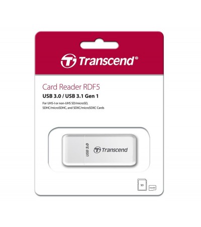 Картридер Transcend RDF5W SD/microSD, USB 3.1, белый TS-RDF5W